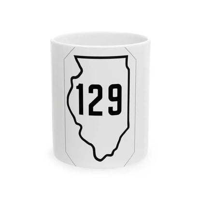 Illinois 129 1926 (Illinois) (Road Sign) White Coffee Mug 11oz - Go Mug Yourself