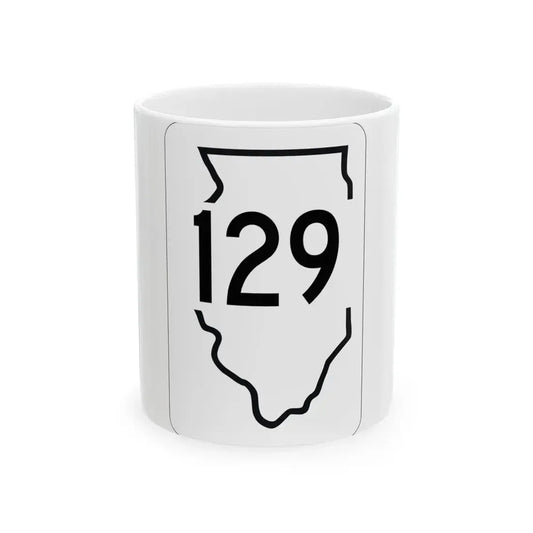 Illinois 129 1950 (Illinois) (Road Sign) White Coffee Mug 11oz - Go Mug Yourself