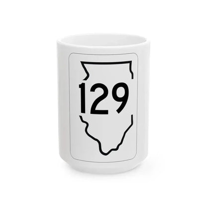 Illinois 129 1950 (Illinois) (Road Sign) White Coffee Mug 15oz - Go Mug Yourself