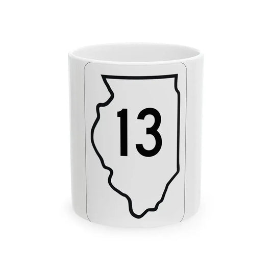 Illinois 13 1950 (Illinois) (Road Sign) White Coffee Mug 11oz - Go Mug Yourself