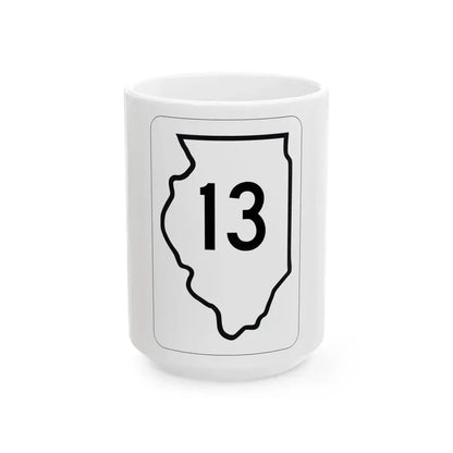 Illinois 13 1950 (Illinois) (Road Sign) White Coffee Mug 15oz - Go Mug Yourself