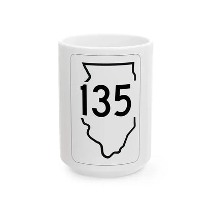 Illinois 135 1950 (Illinois) (Road Sign) White Coffee Mug 15oz - Go Mug Yourself