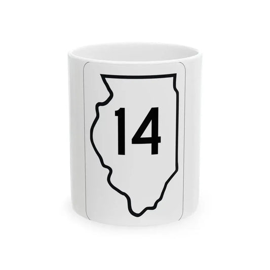 Illinois 14 1950 (Illinois) (Road Sign) White Coffee Mug 11oz - Go Mug Yourself