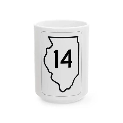 Illinois 14 1950 (Illinois) (Road Sign) White Coffee Mug 15oz - Go Mug Yourself