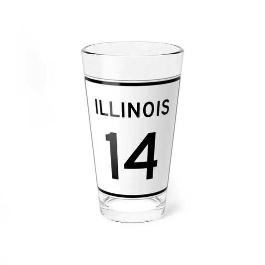 Illinois 14 (Illinois) (Road Sign) Pint Glss 16oz 16oz - Go Mug Yourself