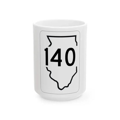 Illinois 140 1950 (Illinois) (Road Sign) White Coffee Mug 15oz - Go Mug Yourself