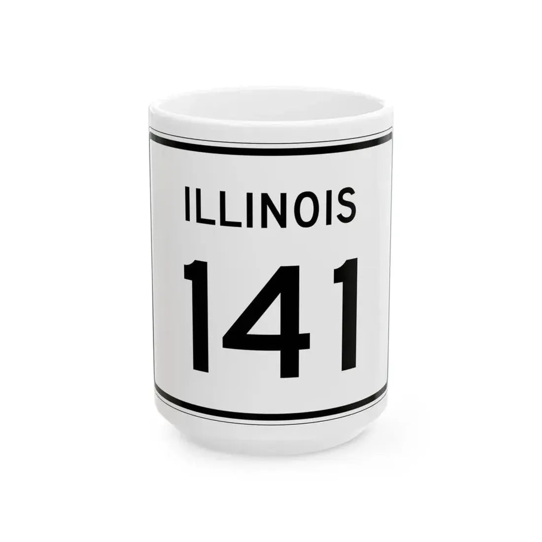 Illinois 141 (Illinois) (Road Sign) White Coffee Mug 15oz - Go Mug Yourself