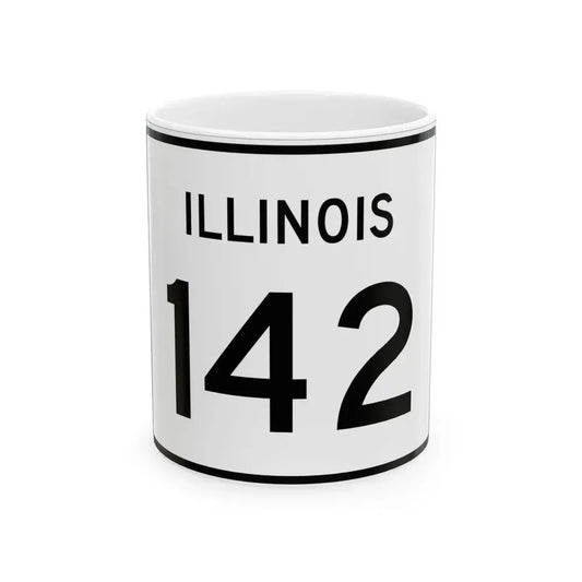 Illinois 142 (Illinois) (Road Sign) White Coffee Mug 11oz - Go Mug Yourself