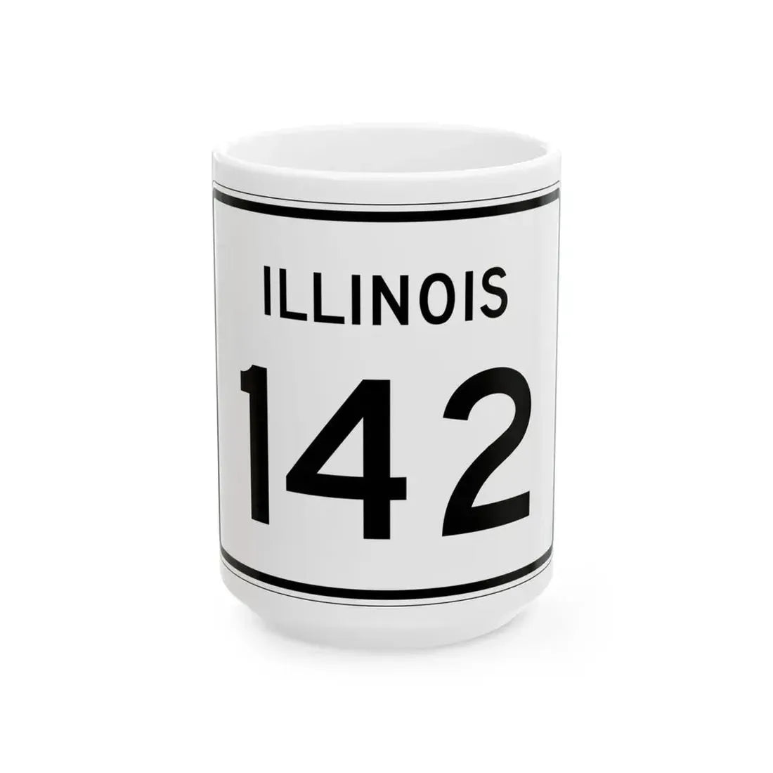 Illinois 142 (Illinois) (Road Sign) White Coffee Mug 15oz - Go Mug Yourself