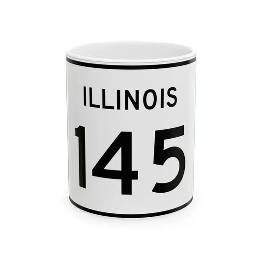 Illinois 145 (Illinois) (Road Sign) White Coffee Mug 11oz - Go Mug Yourself