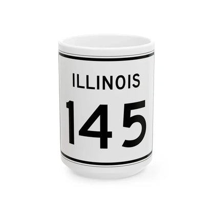 Illinois 145 (Illinois) (Road Sign) White Coffee Mug 15oz - Go Mug Yourself