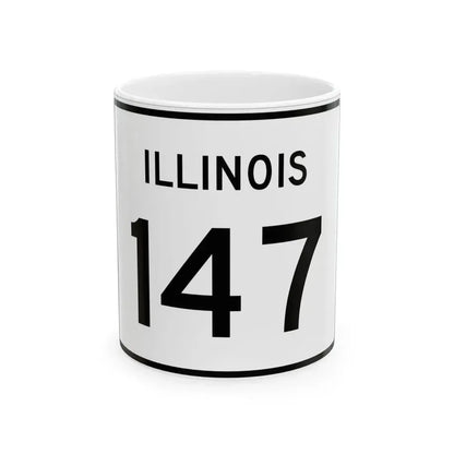 Illinois 147 (Illinois) (Road Sign) White Coffee Mug 11oz - Go Mug Yourself
