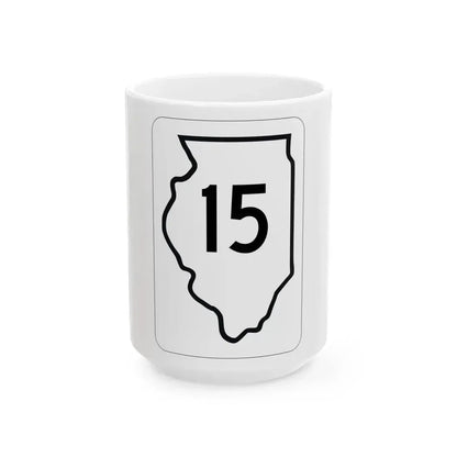 Illinois 15 1950 (Illinois) (Road Sign) White Coffee Mug 15oz - Go Mug Yourself