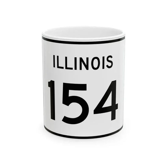 Illinois 154 (Illinois) (Road Sign) White Coffee Mug 11oz - Go Mug Yourself