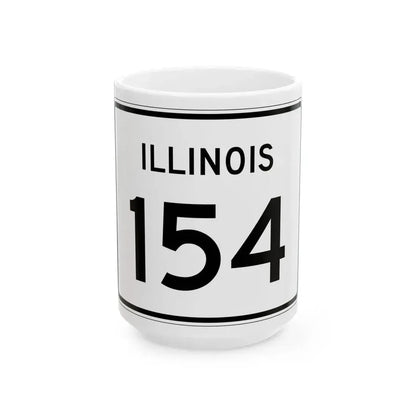 Illinois 154 (Illinois) (Road Sign) White Coffee Mug 15oz - Go Mug Yourself