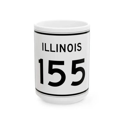 Illinois 155 (Illinois) (Road Sign) White Coffee Mug 15oz - Go Mug Yourself