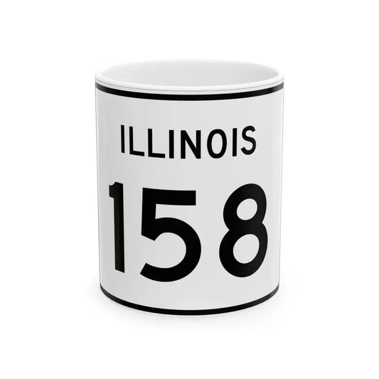 Illinois 158 (Illinois) (Road Sign) White Coffee Mug 11oz - Go Mug Yourself