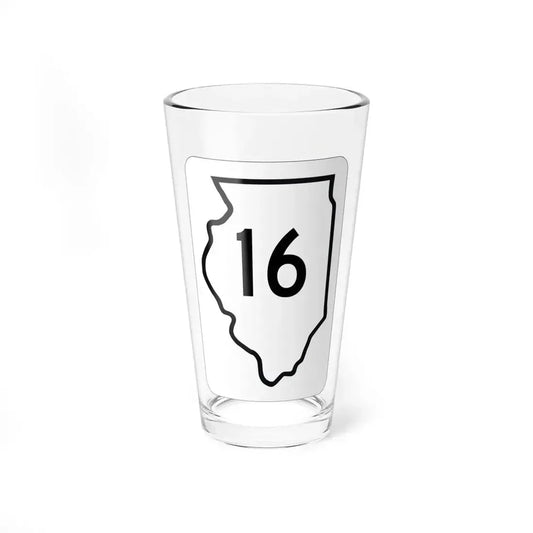Illinois 16 1950 (Illinois) (Road Sign) Pint Glass 16oz 16oz - Go Mug Yourself