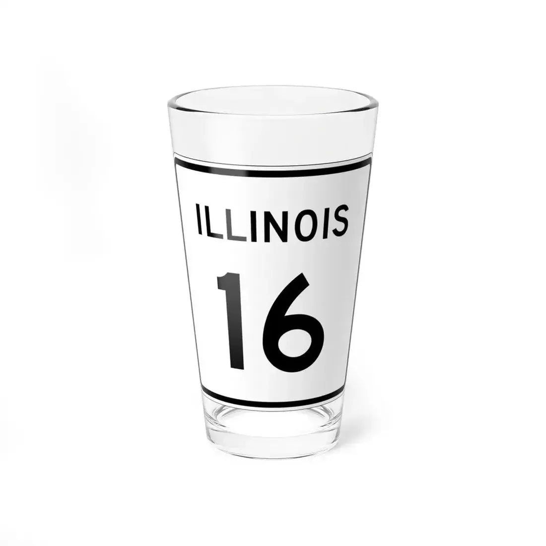 Illinois 16 (Illinois) (Road Sign) Pint Glass 16oz 16oz - Go Mug Yourself
