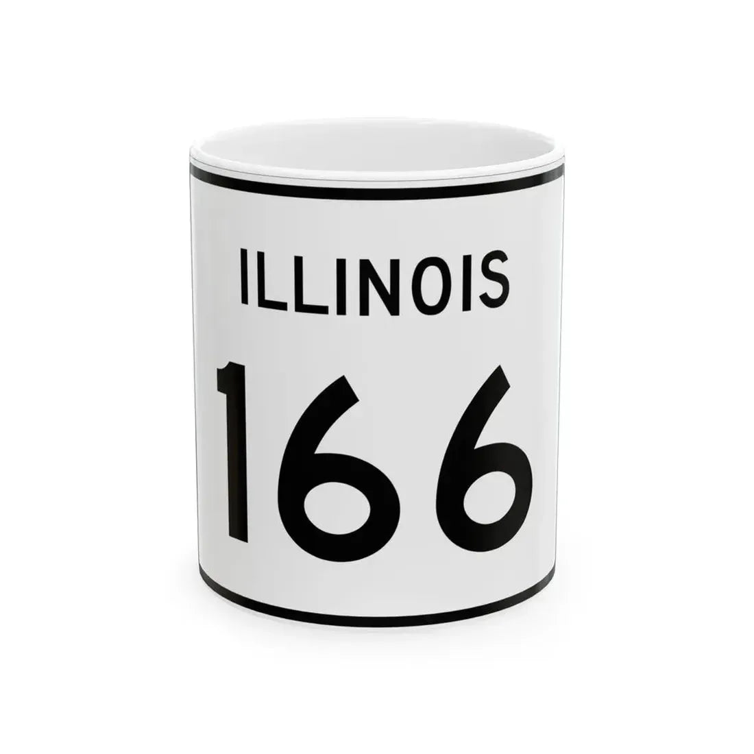 Illinois 166 (Illinois) (Road Sign) White Coffee Mug 11oz - Go Mug Yourself