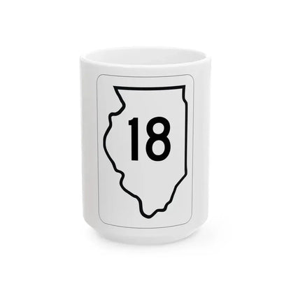 Illinois 18 1950 (Illinois) (Road Sign) White Coffee Mug 15oz - Go Mug Yourself