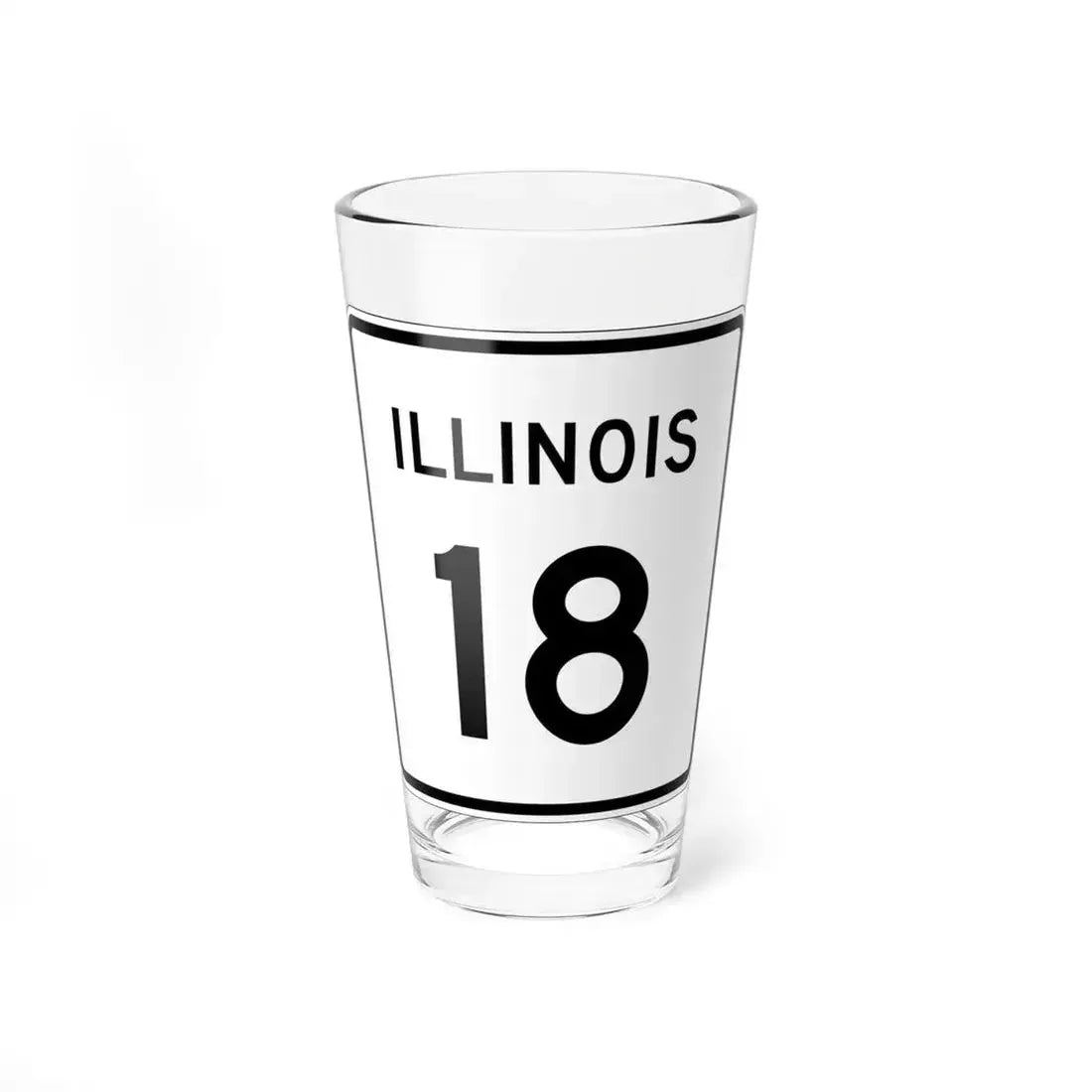 Illinois 18 (Illinois) (Road Sign) Pint Glass 16oz 16oz - Go Mug Yourself