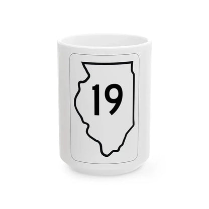 Illinois 19 1950 (Illinois) (Road Sign) White Coffee Mug 15oz - Go Mug Yourself