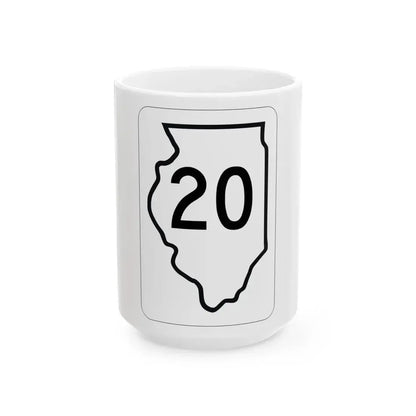 Illinois 20 1950 (Illinois) (Road Sign) White Coffee Mug 15oz - Go Mug Yourself