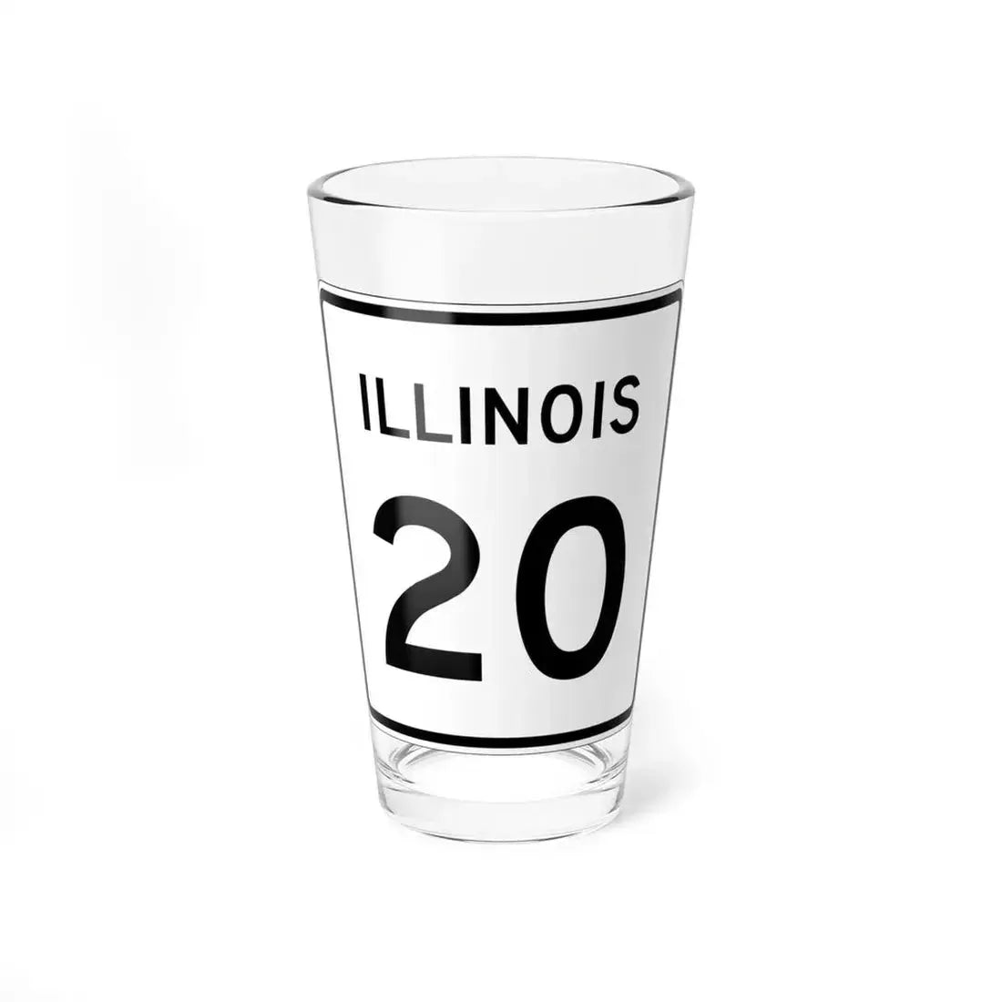 Illinois 20 (Illinois) (Road Sign) Pint Glass 16oz 16oz - Go Mug Yourself