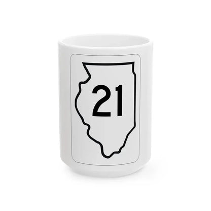 Illinois 21 1950 (Illinois) (Road Sign) White Coffee Mug 15oz - Go Mug Yourself