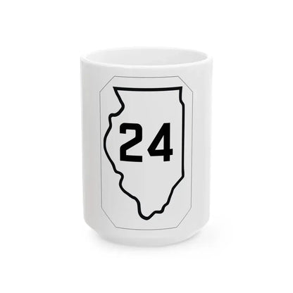 Illinois 24 1926 (Illinois) (Road Sign) White Coffee Mug 15oz - Go Mug Yourself