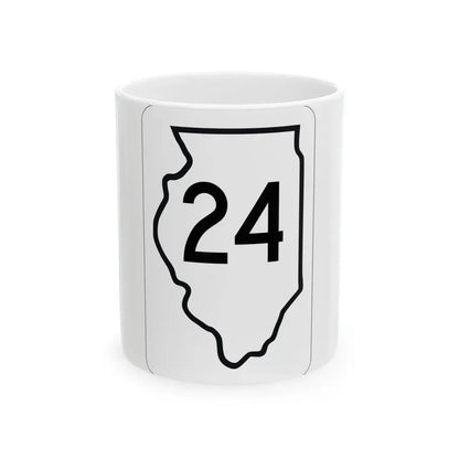 Illinois 24 1950 (Illinois) (Road Sign) White Coffee Mug 11oz - Go Mug Yourself