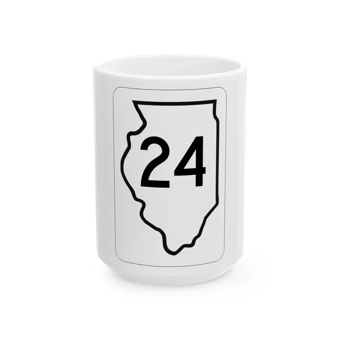Illinois 24 1950 (Illinois) (Road Sign) White Coffee Mug 15oz - Go Mug Yourself