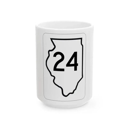Illinois 24 1950 (Illinois) (Road Sign) White Coffee Mug 15oz - Go Mug Yourself