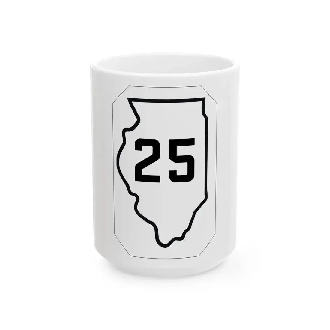 Illinois 25 1926 (Illinois) (Road Sign) White Coffee Mug 15oz - Go Mug Yourself
