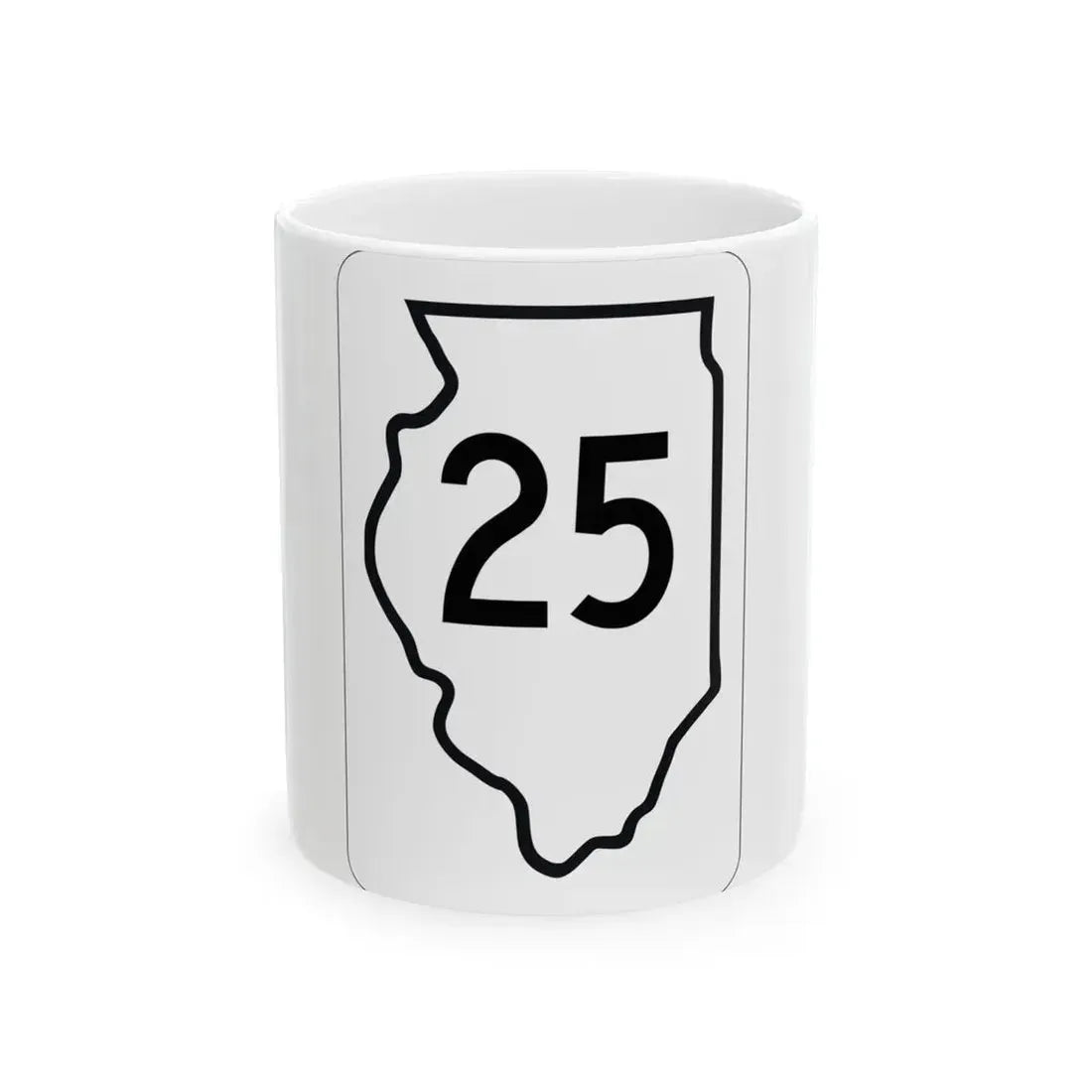 Illinois 25 1950 (Illinois) (Road Sign) White Coffee Mug 11oz - Go Mug Yourself