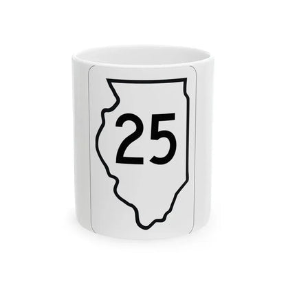 Illinois 25 1950 (Illinois) (Road Sign) White Coffee Mug 11oz - Go Mug Yourself