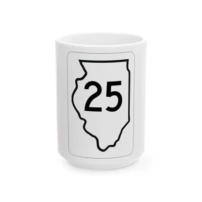 Illinois 25 1950 (Illinois) (Road Sign) White Coffee Mug 15oz - Go Mug Yourself