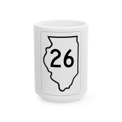Illinois 26 1950 (Illinois) (Road Sign) White Coffee Mug 15oz - Go Mug Yourself