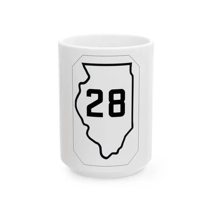 Illinois 28 1926 (Illinois) (Road Sign) White Coffee Mug 15oz - Go Mug Yourself
