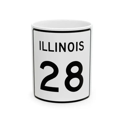 Illinois 28 (Illinois) (Road Sign) White Coffee Mug 11oz - Go Mug Yourself