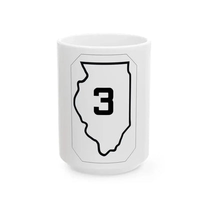 Illinois 3 1926 (Illinois) (Road Sign) White Coffee Mug 15oz - Go Mug Yourself