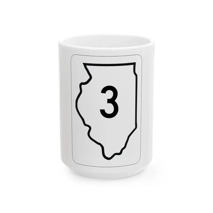 Illinois 3 1950 (Illinois) (Road Sign) White Coffee Mug 15oz - Go Mug Yourself