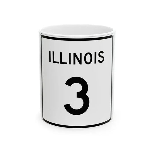 Illinois 3 (Illinois) (Road Sign) White Coffee Mug 11oz - Go Mug Yourself