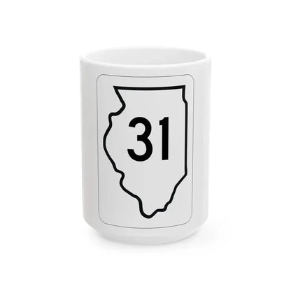 Illinois 31 1950 (Illinois) (Road Sign) White Coffee Mug 15oz - Go Mug Yourself