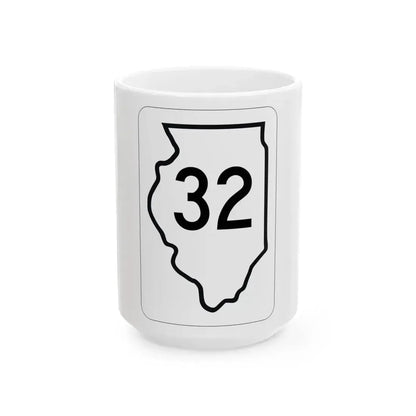 Illinois 32 1950 (Illinois) (Road Sign) White Coffee Mug 15oz - Go Mug Yourself