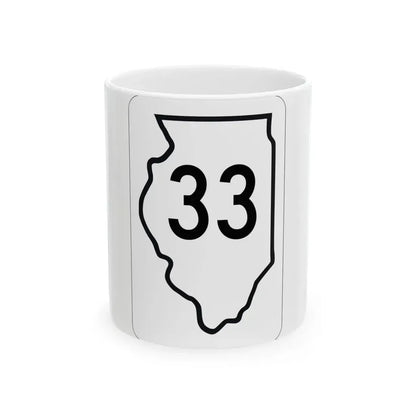 Illinois 33 1950 (Illinois) (Road Sign) White Coffee Mug 11oz - Go Mug Yourself