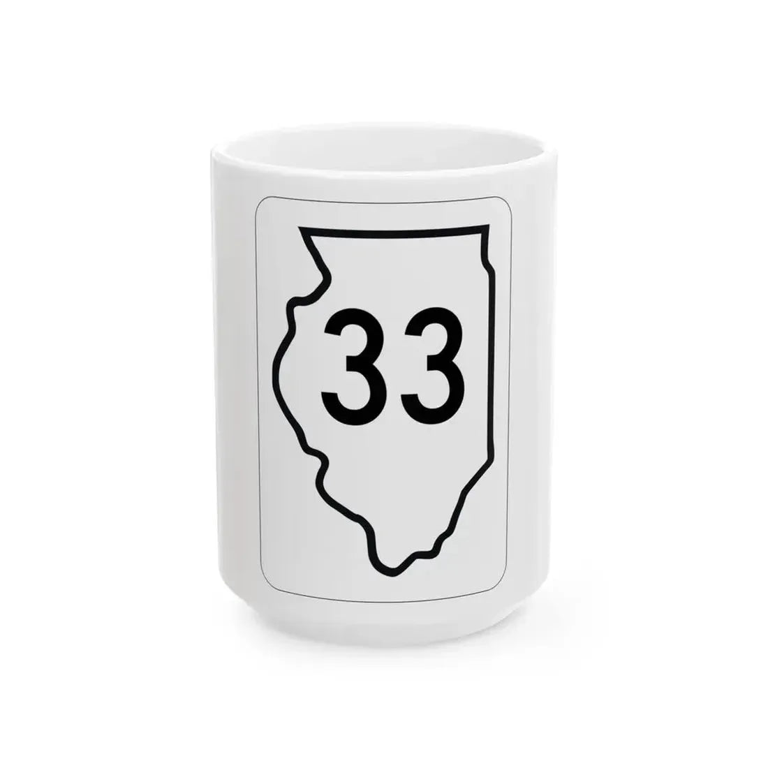 Illinois 33 1950 (Illinois) (Road Sign) White Coffee Mug 15oz - Go Mug Yourself