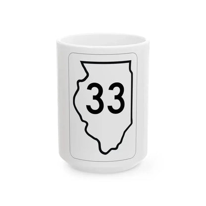Illinois 33 1950 (Illinois) (Road Sign) White Coffee Mug 15oz - Go Mug Yourself