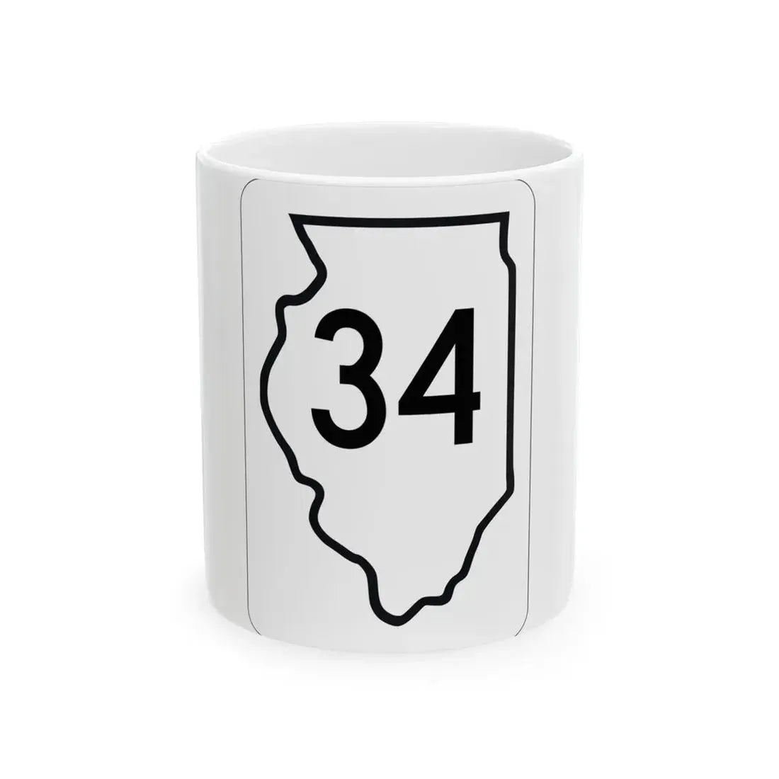 Illinois 34 1950 (Illinois) (Road Sign) White Coffee Mug 11oz - Go Mug Yourself